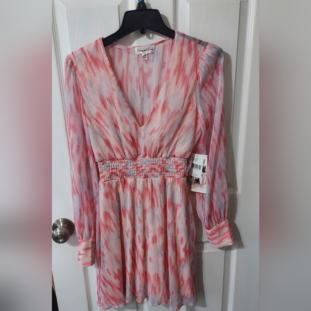 Honey And Rosie Pink and White Sheer Dress, Size M, NWT